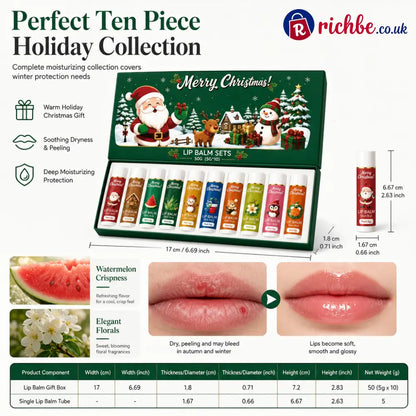 🎄💋Christmas Moisturizing Lip Balm Set – Hydrating Long-Lasting Perfect Holiday Gift - 1 Set (10 Pieces) - Hot Sale