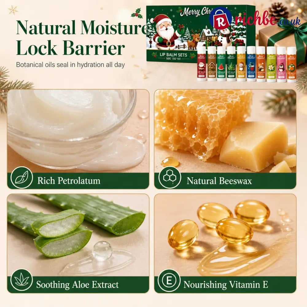 🎄💋Christmas Moisturizing Lip Balm Set – Hydrating Long-Lasting Perfect Holiday Gift - 1 Set (10 Pieces) - Hot Sale