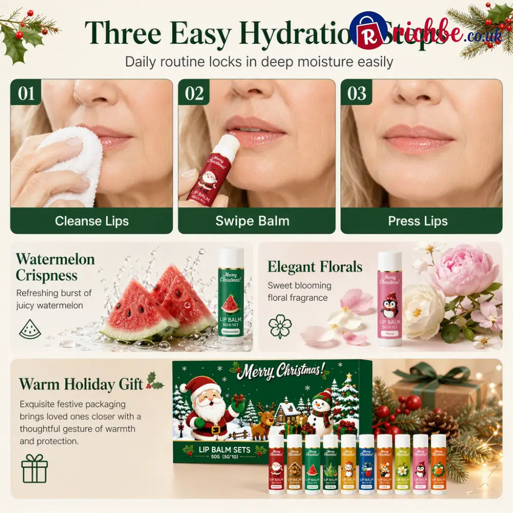 🎄💋Christmas Moisturizing Lip Balm Set – Hydrating Long-Lasting Perfect Holiday Gift - 1 Set (10 Pieces) - Hot Sale