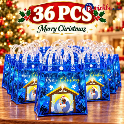 🎄✝️ Christmas Nativity Gift Bags – Reusable Christian Treat Bags with Handles