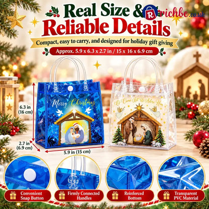🎄✝️ Christmas Nativity Gift Bags – Reusable Christian Treat Bags with Handles