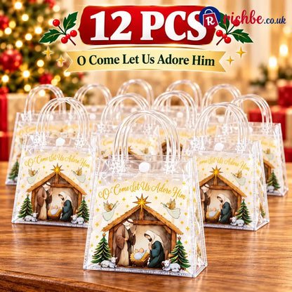🎄✝️ Christmas Nativity Gift Bags – Reusable Christian Treat Bags with Handles - B / 12 pcs