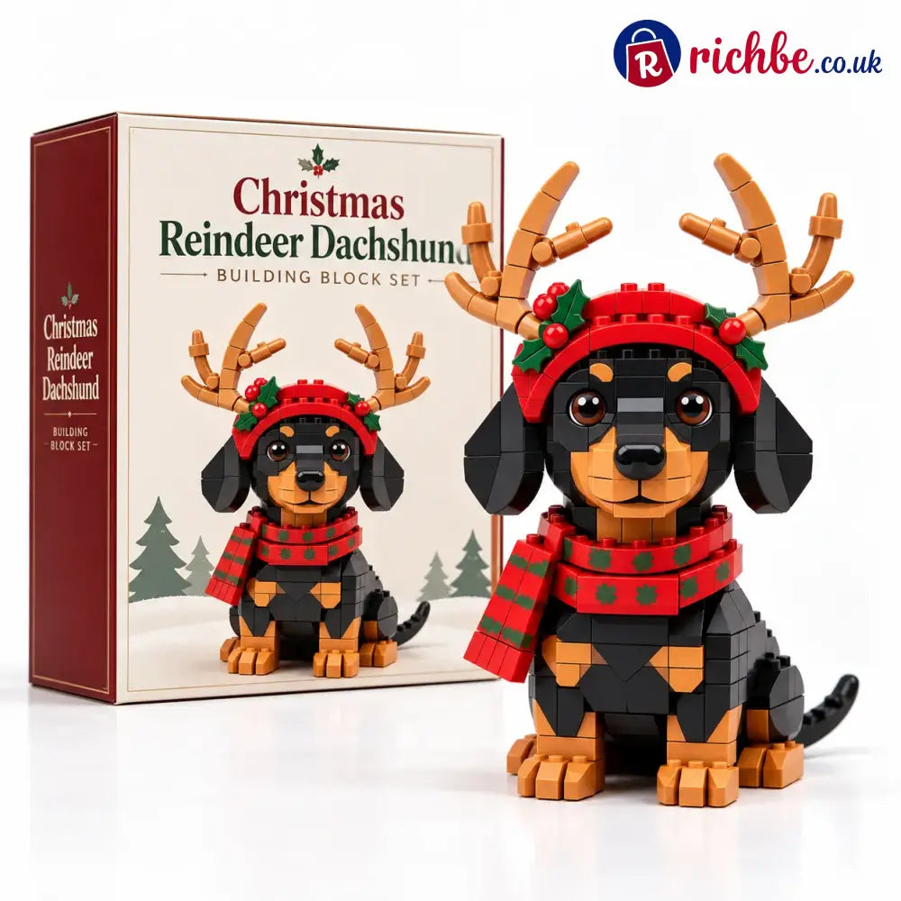 Christmas Reindeer Dachshund Building Block Set
