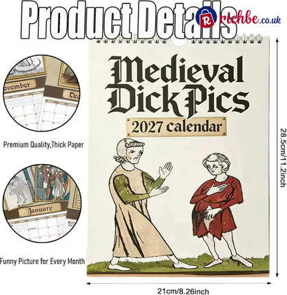 🎄Christmas Sale - 49% Off-Funny Medieval Pics Wall Calender 2027