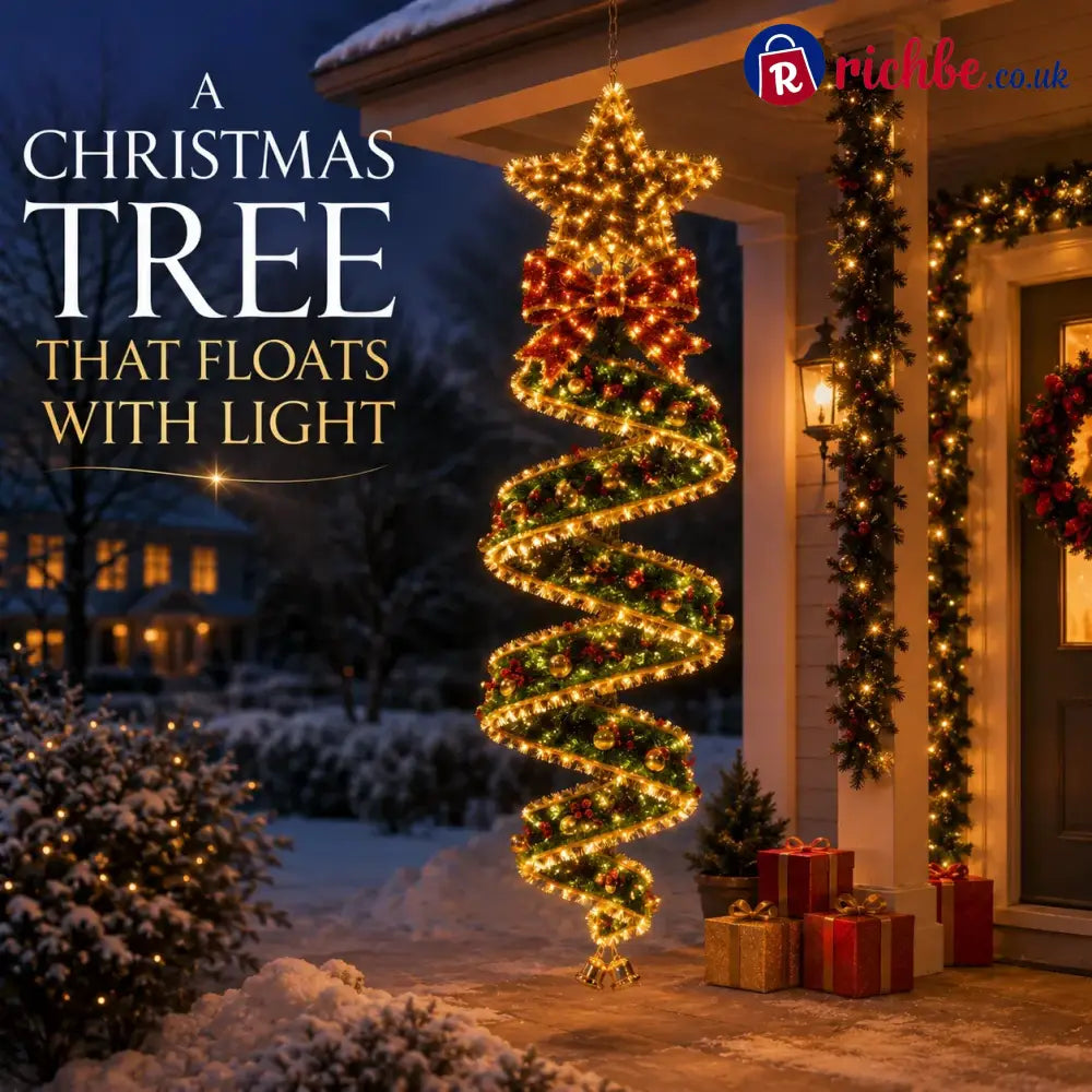 Christmas Spiral Hanging LED Lights | Festive Magic Indoor & Outdoor Xmas Decor Lights