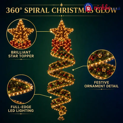 Christmas Spiral Hanging LED Lights | Festive Magic Indoor & Outdoor Xmas Decor Lights - Star
