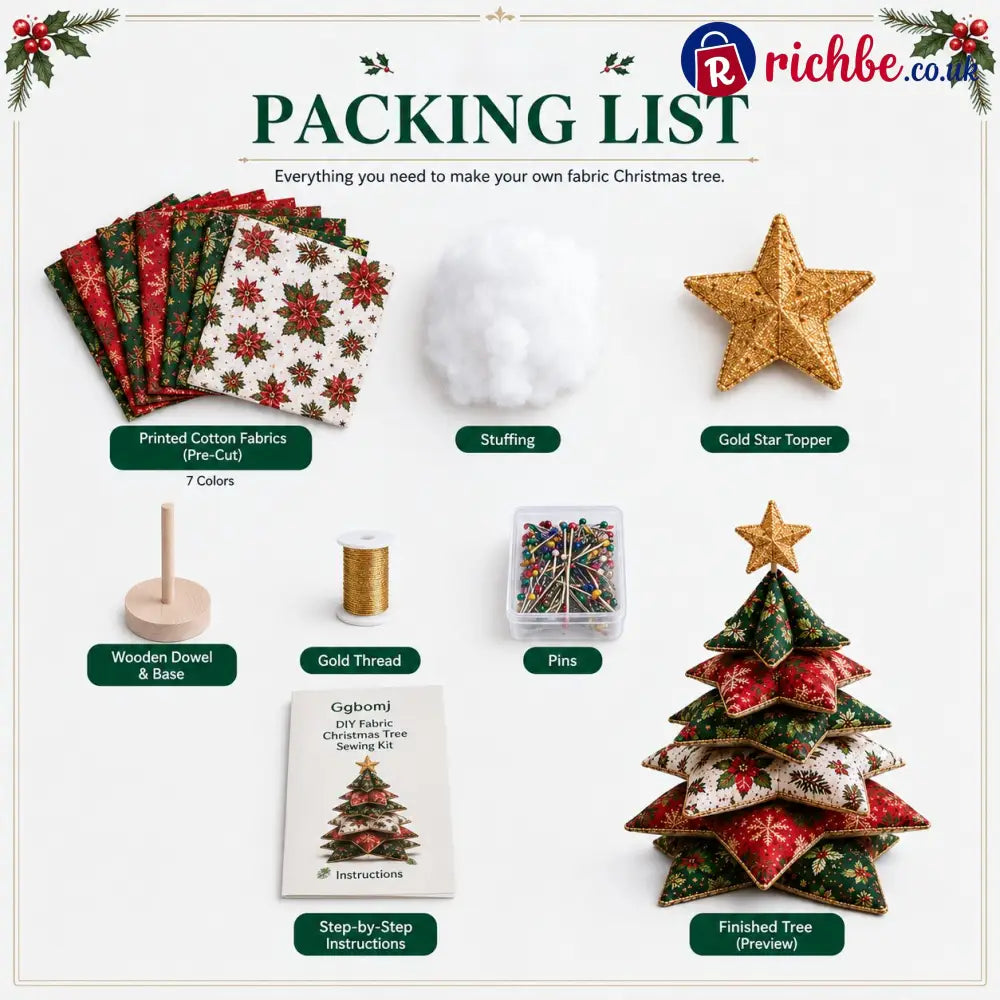 🎄 Christmas Star Pillow Tree Sewing Kit