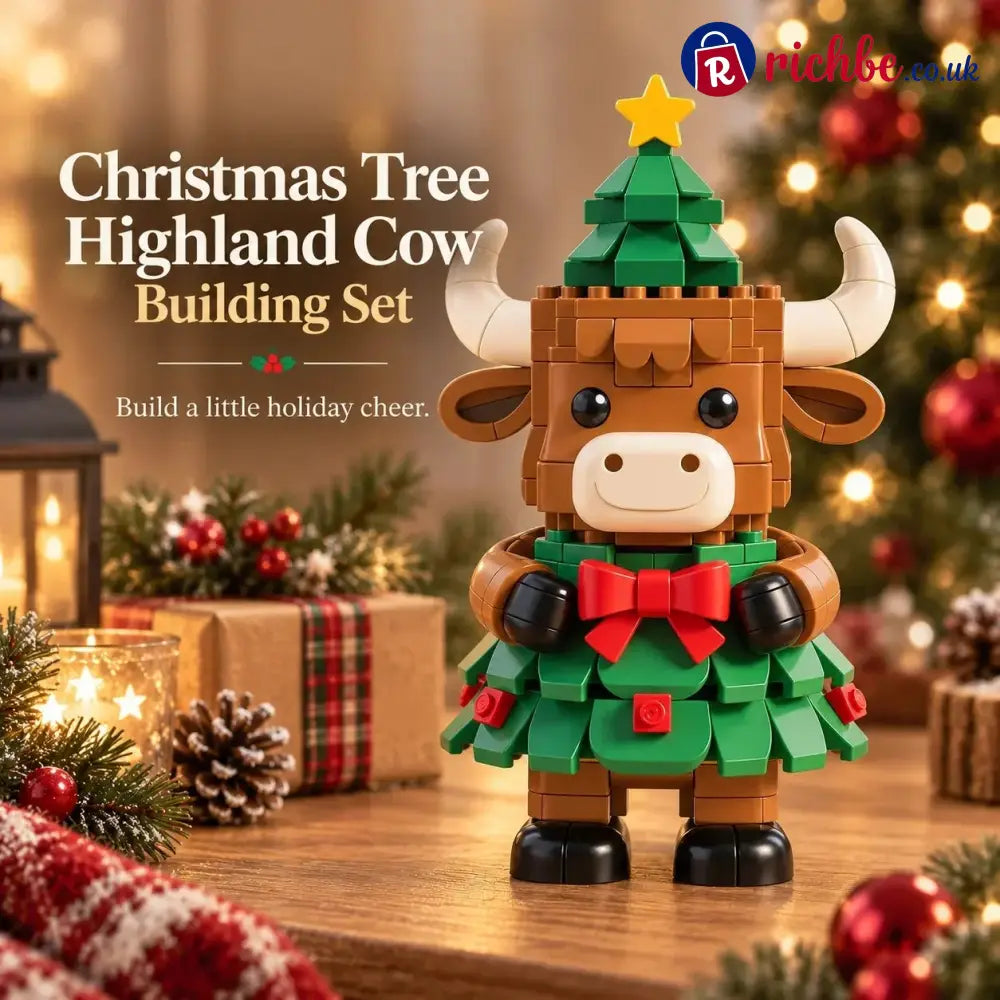 Christmas Tree Highland Cow Building Set – Festive DIY Block Toy & Holiday Display Decor - 🎅Julepynt og gaver🎄