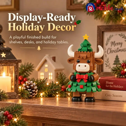 Christmas Tree Highland Cow Building Set – Festive DIY Block Toy & Holiday Display Decor - 🎅Julepynt og gaver🎄