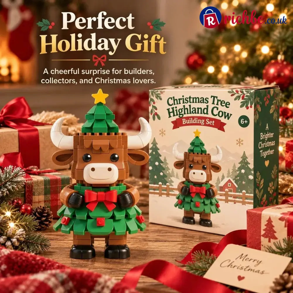 Christmas Tree Highland Cow Building Set – Festive DIY Block Toy & Holiday Display Decor - 🎅Julepynt og gaver🎄