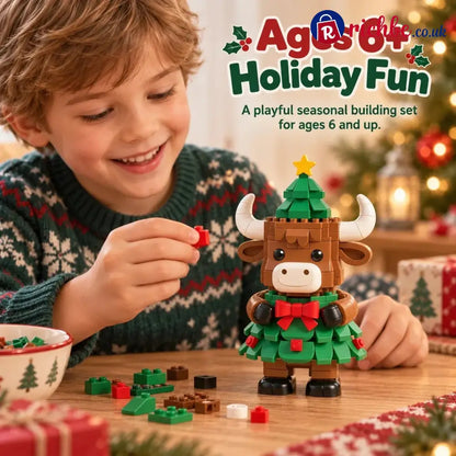 Christmas Tree Highland Cow Building Set – Festive DIY Block Toy & Holiday Display Decor - 🎅Julepynt og gaver🎄
