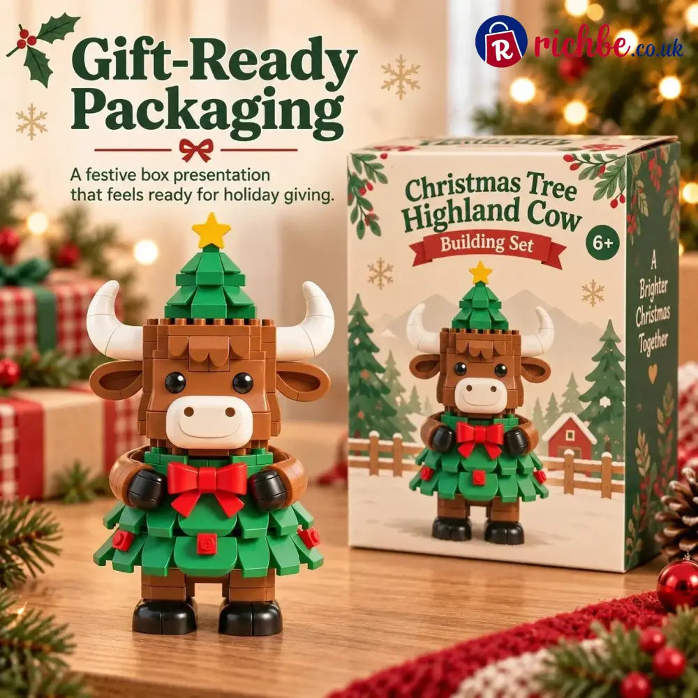 Christmas Tree Highland Cow Building Set – Festive DIY Block Toy & Holiday Display Decor - 🎅Julepynt og gaver🎄