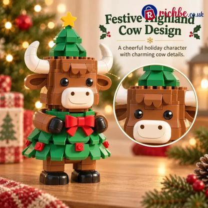 Christmas Tree Highland Cow Building Set – Festive DIY Block Toy & Holiday Display Decor - 🎅Julepynt og gaver🎄
