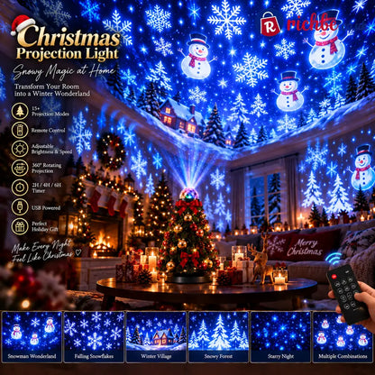 🎄 Christmas Tree Projection Light – 15+ Magical Holiday Scenes with Remote Control