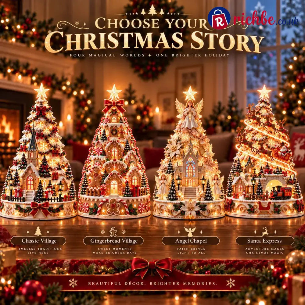 🎄Christmas Village Projection Centerpiece – 4 Themed Villages