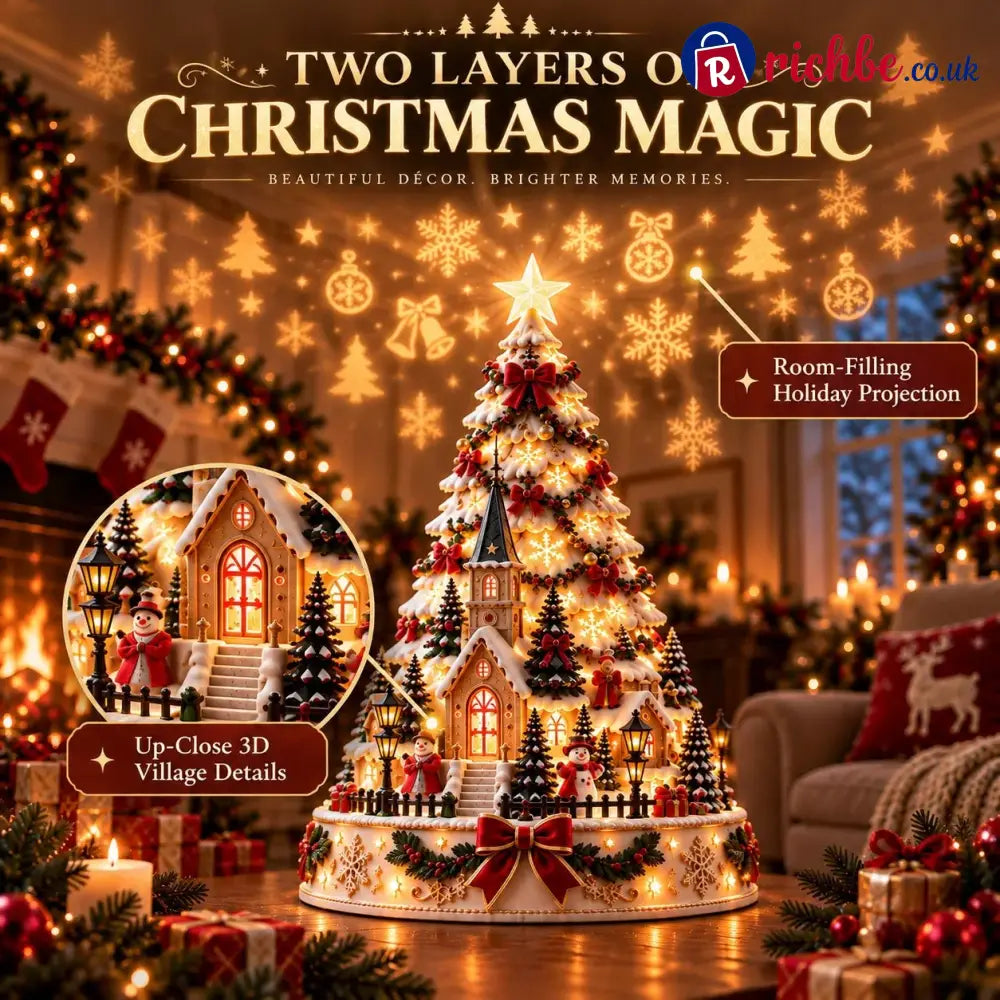 🎄Christmas Village Projection Centerpiece – 4 Themed Villages