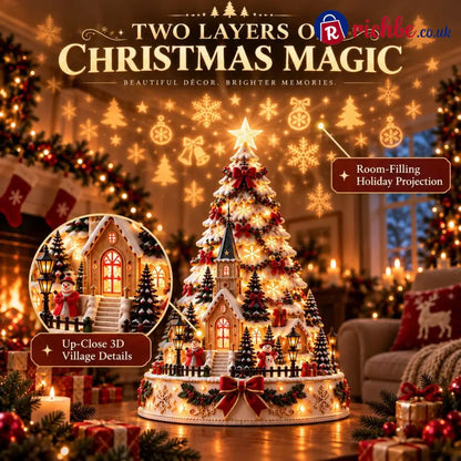 🎄Christmas Village Projection Centerpiece – 4 Themed Villages