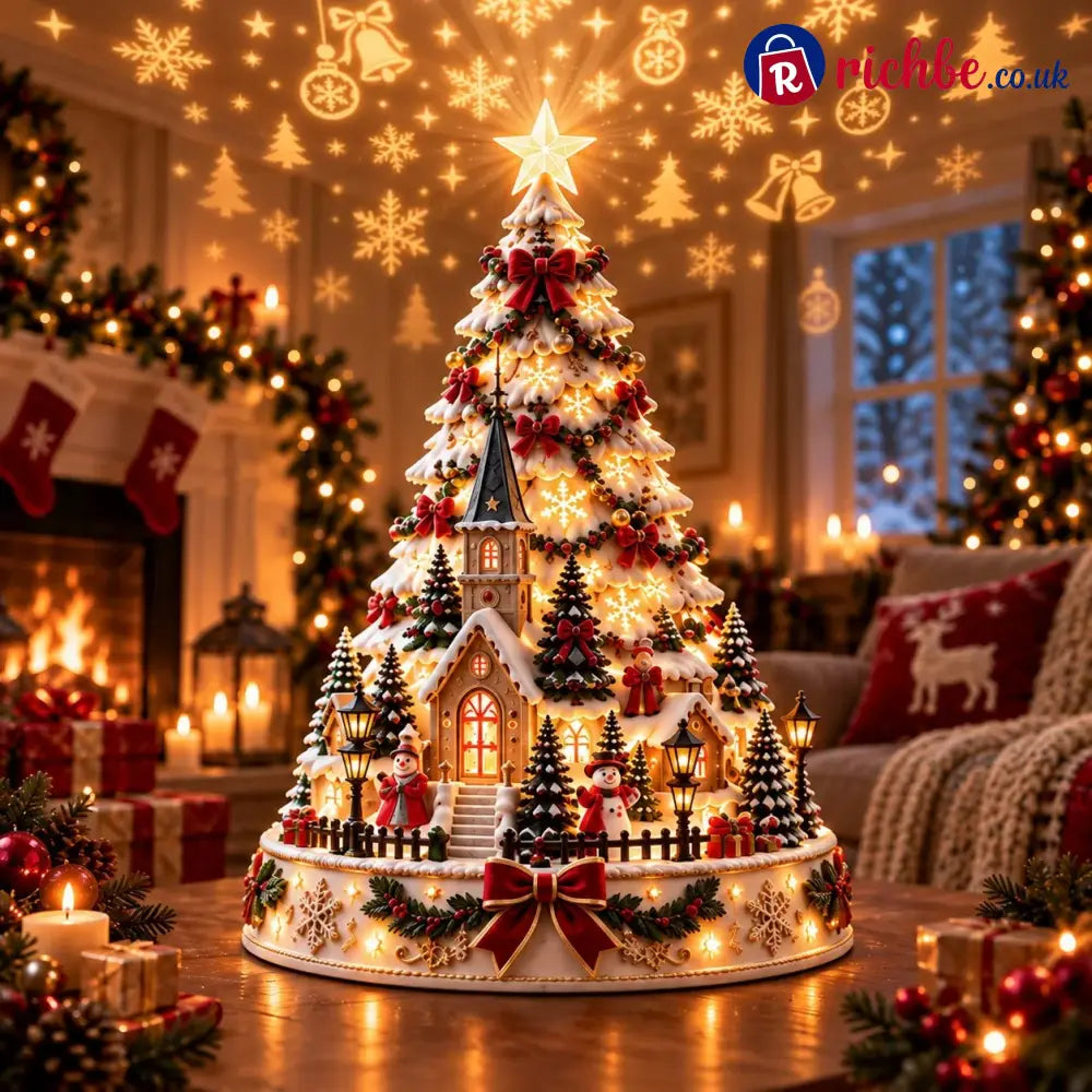 🎄Christmas Village Projection Centerpiece – 4 Themed Villages - 🏘️ Classic Village
