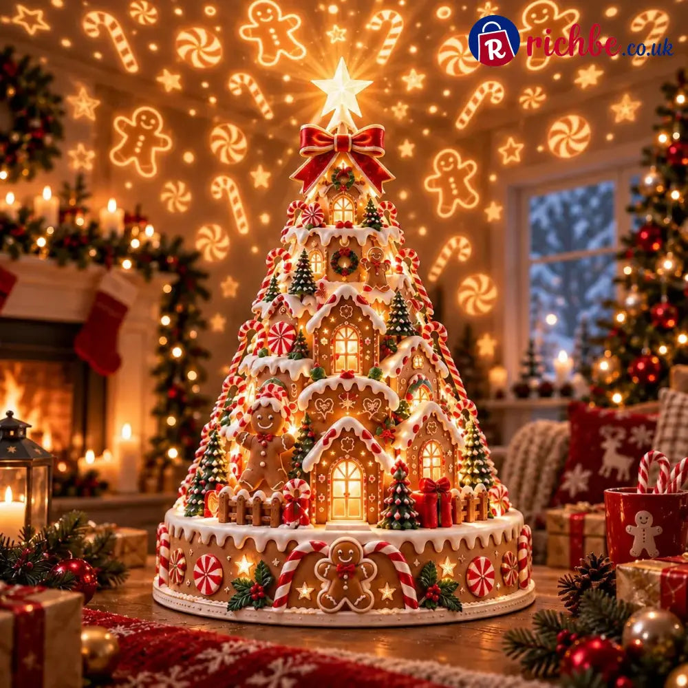 🎄Christmas Village Projection Centerpiece – 4 Themed Villages - 🍪 Gingerbread Village