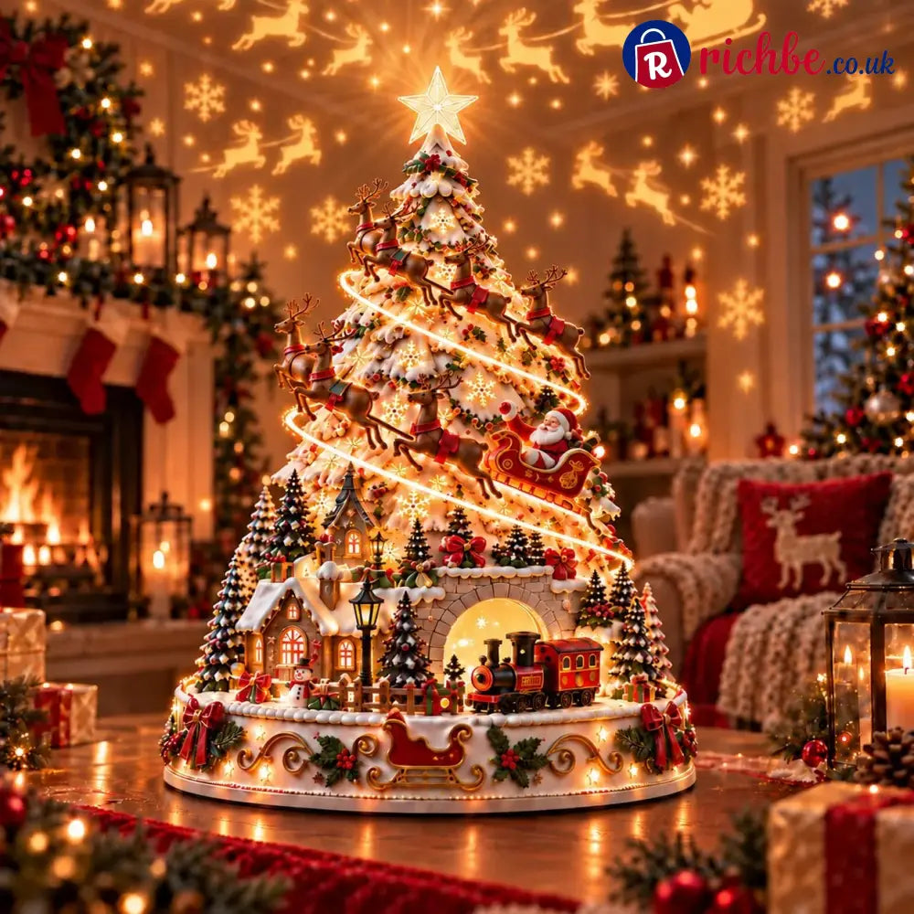 🎄Christmas Village Projection Centerpiece – 4 Themed Villages - 🎅 Santa Express