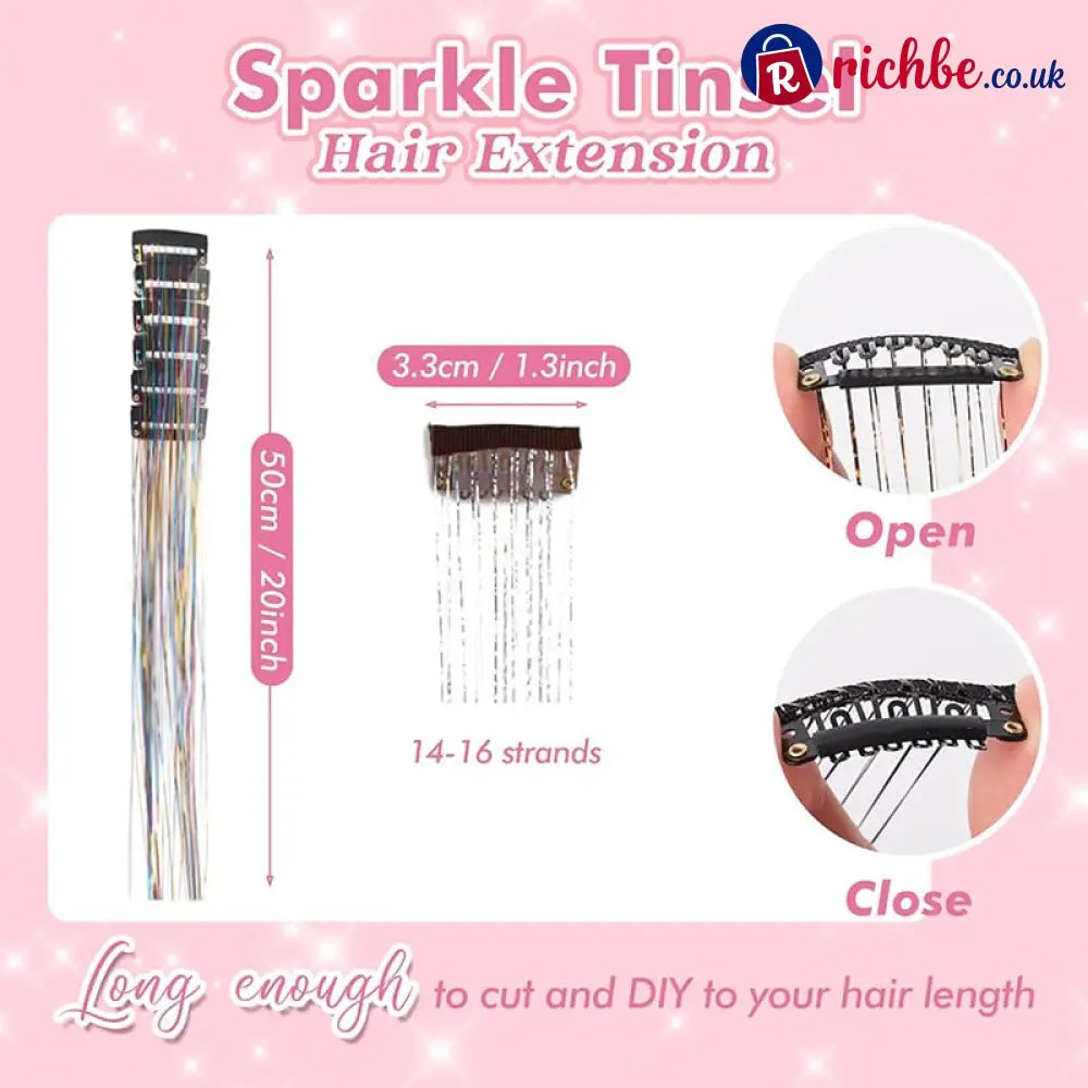 ✨Clip-in Tinsel Hair Extensions(A set of 10pieces)