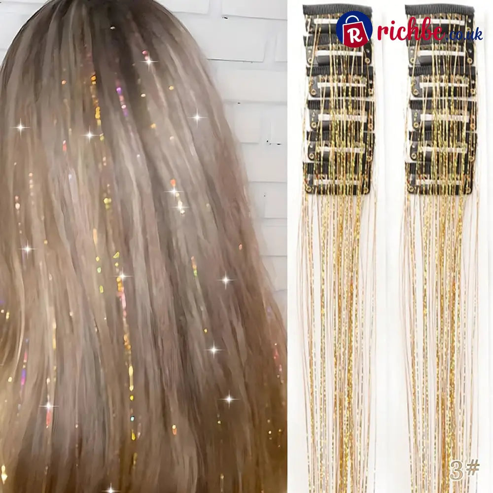 ✨Clip-in Tinsel Hair Extensions(A set of 10pieces) - 👑 Champagne Gold