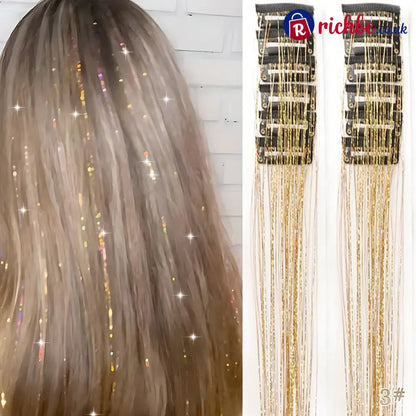✨Clip-in Tinsel Hair Extensions(A set of 10pieces) - 👑 Champagne Gold