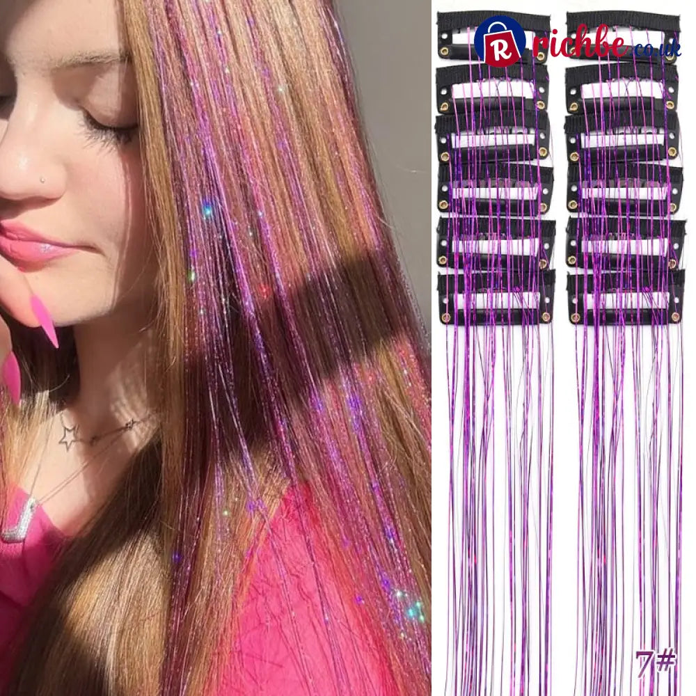 ✨Clip-in Tinsel Hair Extensions(A set of 10pieces) - 🔮 Galaxy Purple