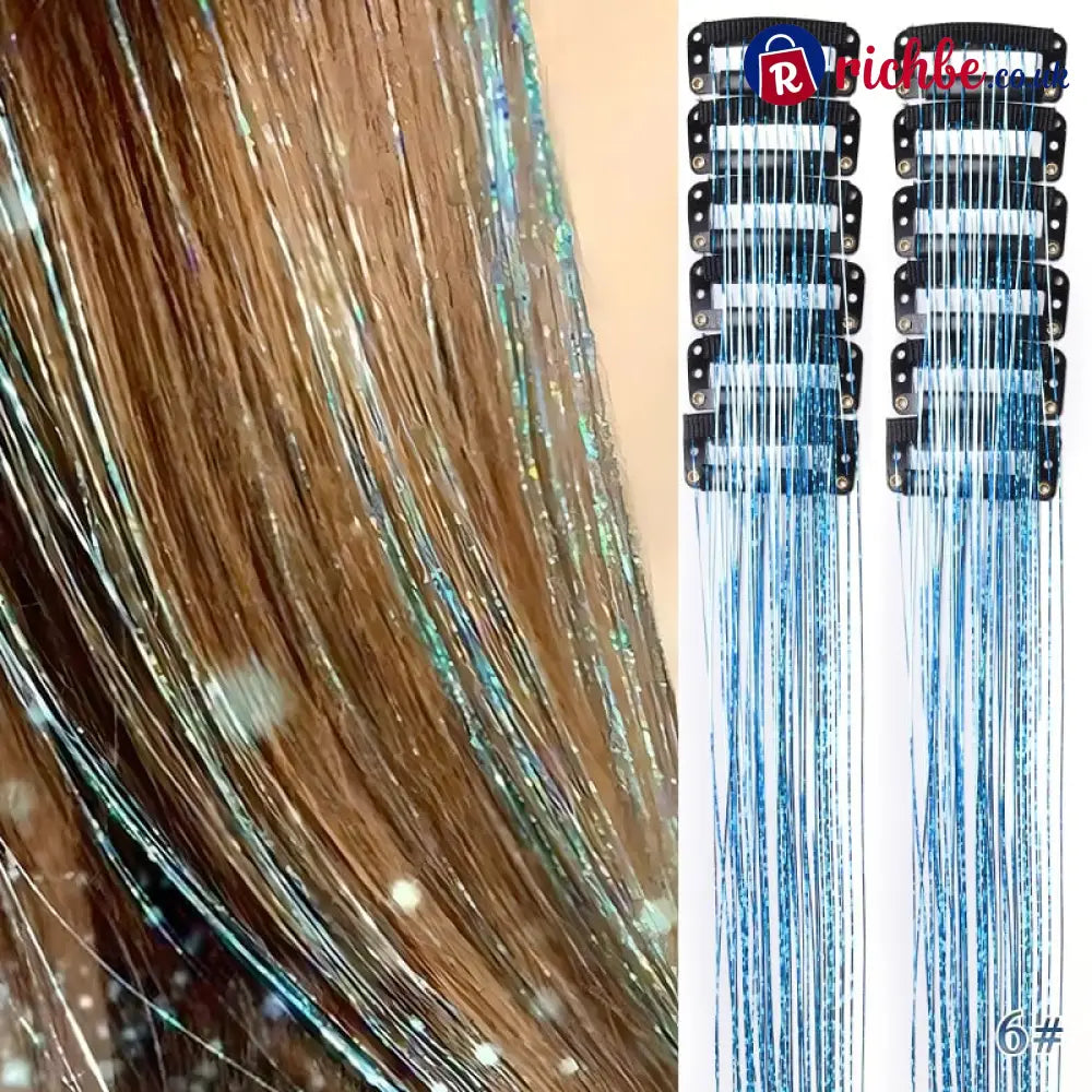 ✨Clip-in Tinsel Hair Extensions(A set of 10pieces) - 🧜‍♀️ Mermaid Teal