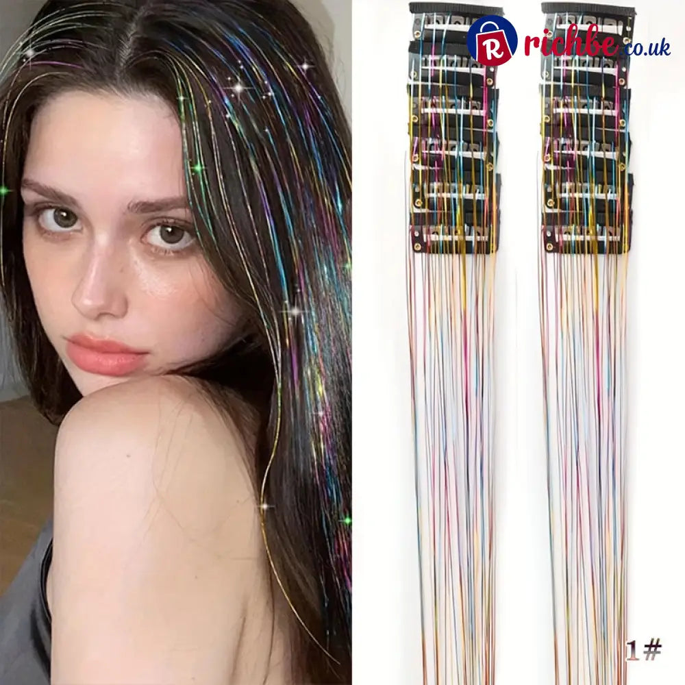 ✨Clip-in Tinsel Hair Extensions(A set of 10pieces) - 🦄 Unicorn Rainbow