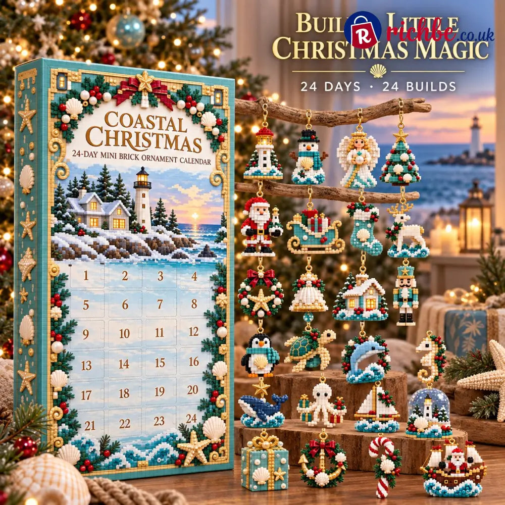 🧱🌊 Coastal Christmas 24-Day Mini Brick Ornament Advent Calendar🎁