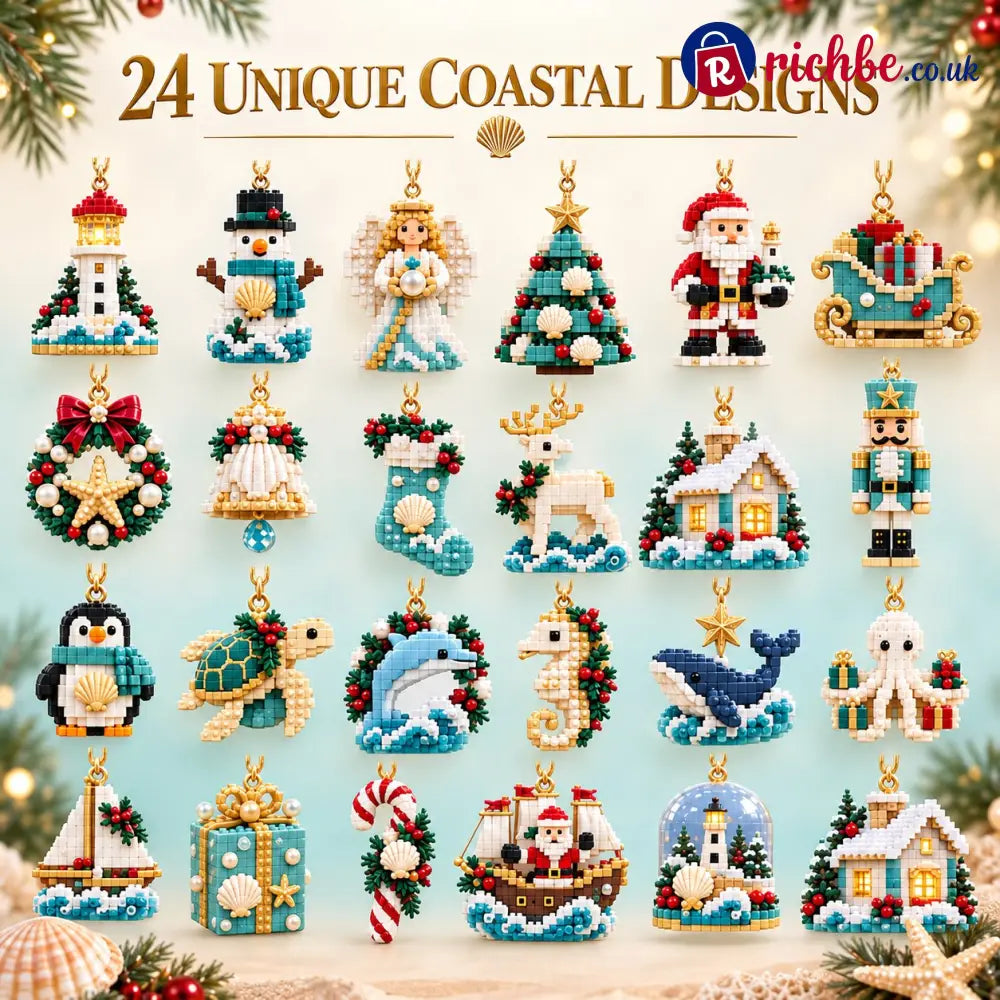 🧱🌊 Coastal Christmas 24-Day Mini Brick Ornament Advent Calendar🎁