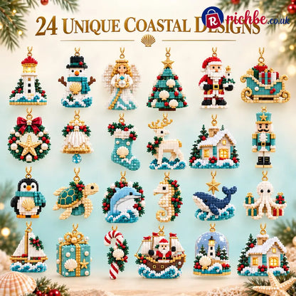🧱🌊 Coastal Christmas 24-Day Mini Brick Ornament Advent Calendar🎁