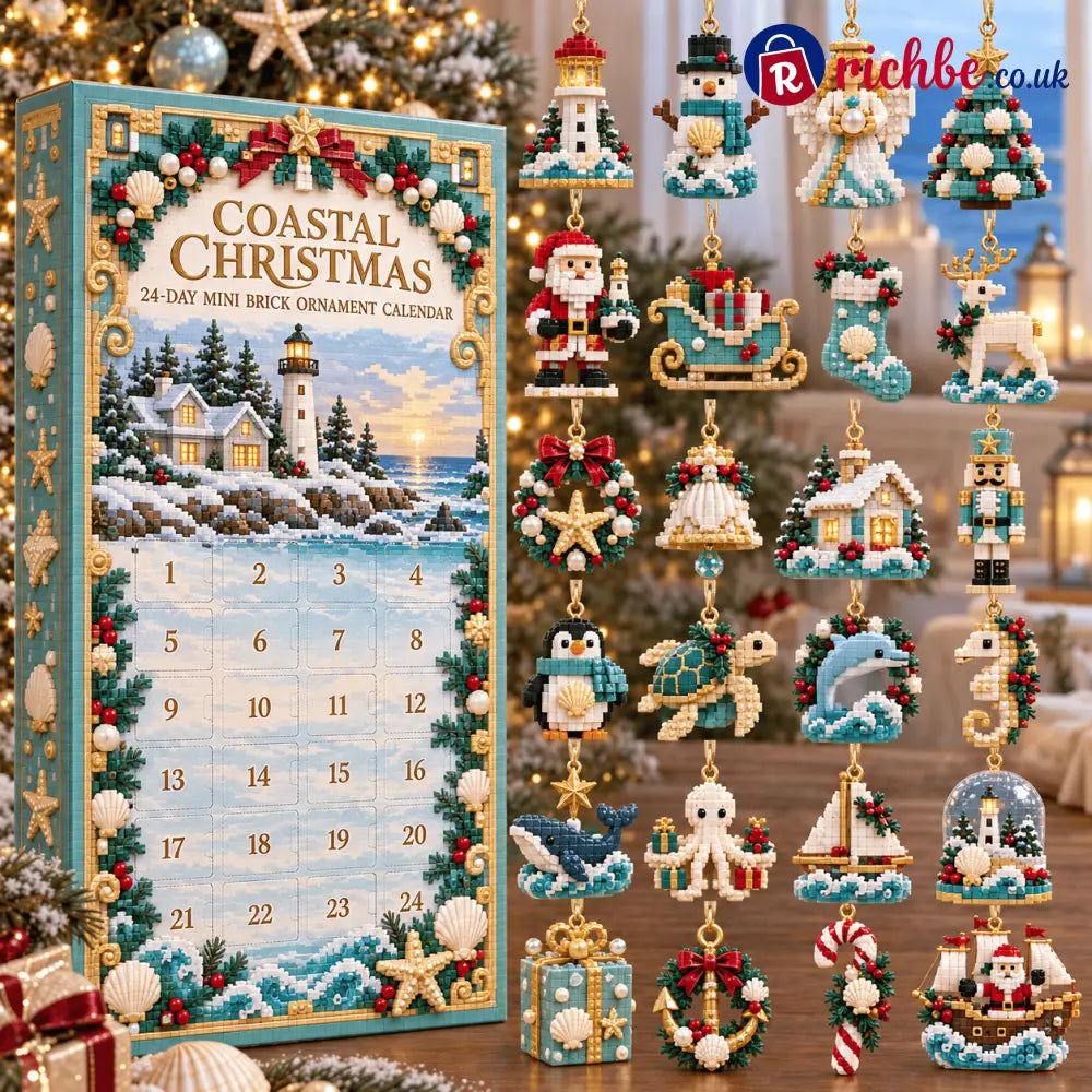 🧱🌊 Coastal Christmas 24-Day Mini Brick Ornament Advent Calendar🎁