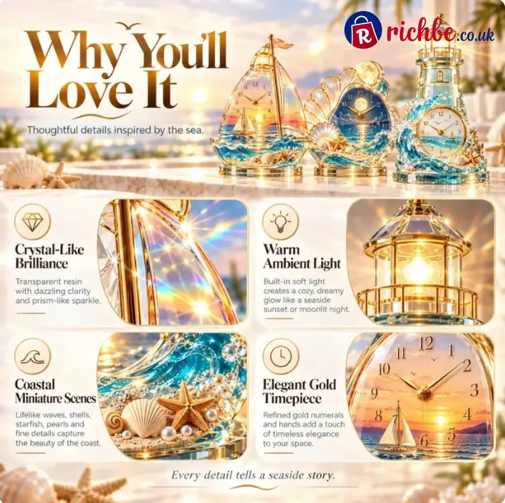 🌊 Coastal Glow Crystal Clock Collection, Bring the Beauty of the Sea Home ✨ - Variant 4