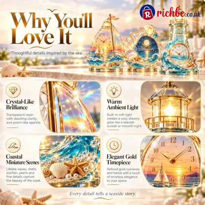 🌊 Coastal Glow Crystal Clock Collection, Bring the Beauty of the Sea Home ✨ - Variant 4