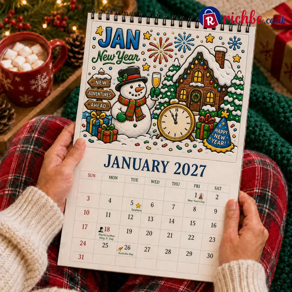 🎨Color The Year 2027: Trace-By-Groove Creative Calendar📅| Seasonal Guided Coloring Wall Calendar With Markers