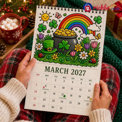 🎨Color The Year 2027: Trace-By-Groove Creative Calendar📅| Seasonal Guided Coloring Wall Calendar With Markers