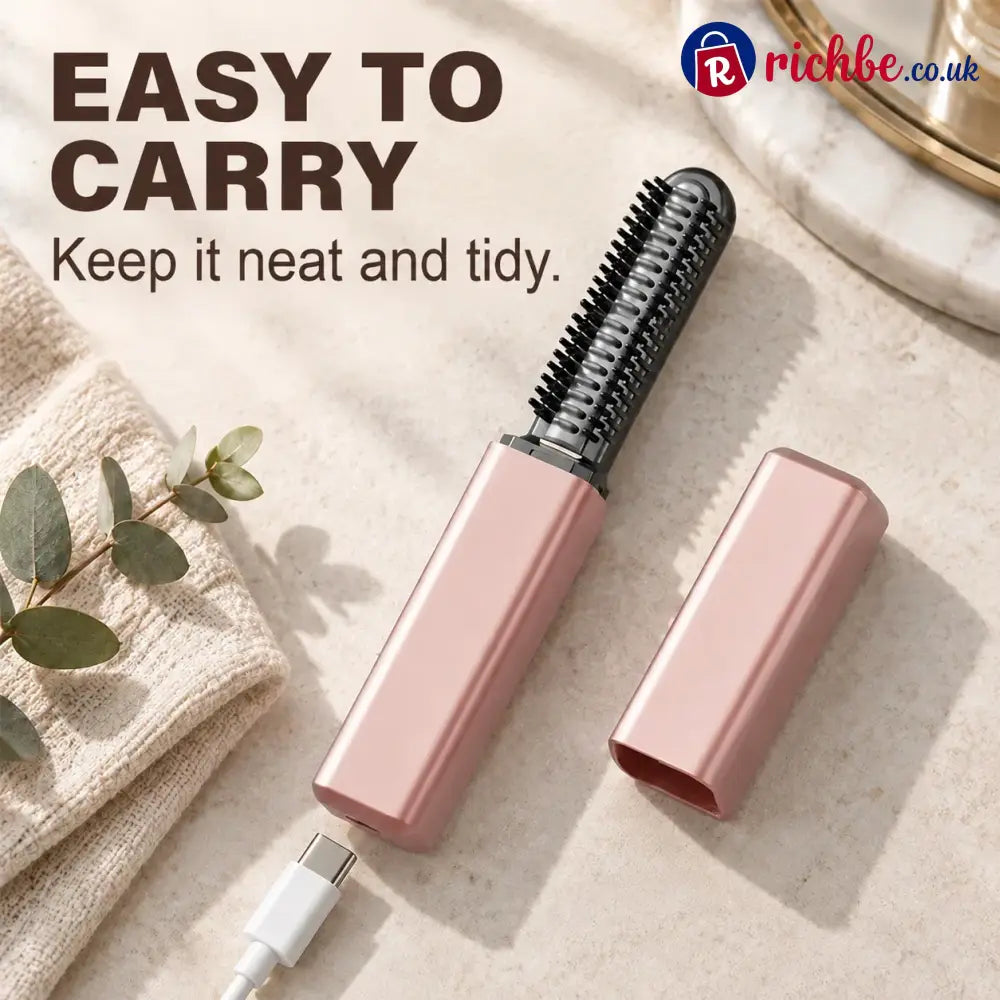 ✨ Compact Wireless Hot Comb – Handy Bang Styling Companion!