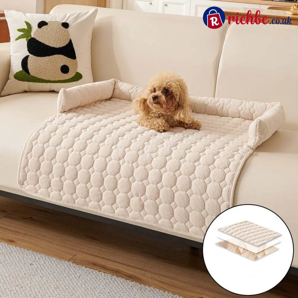 Cozy Bolstered Pet Couch Protector 🐈 - Beige - Hot sale