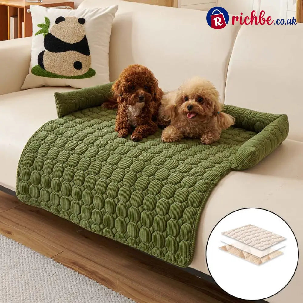 Cozy Bolstered Pet Couch Protector 🐈 - Green - Hot sale