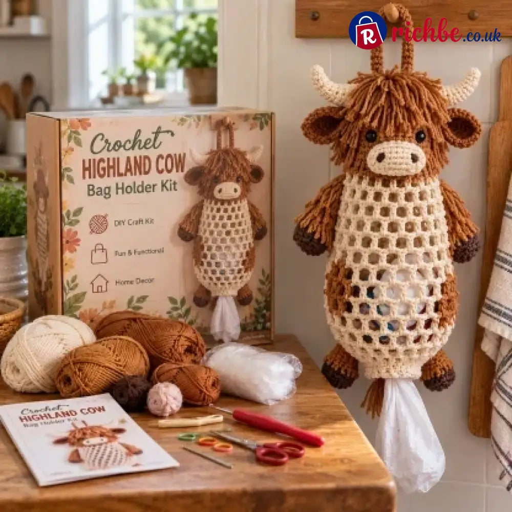 Crochet Animal Bag Holder Diy Kit – Cute & Functional Hanging Storage Craft Kit