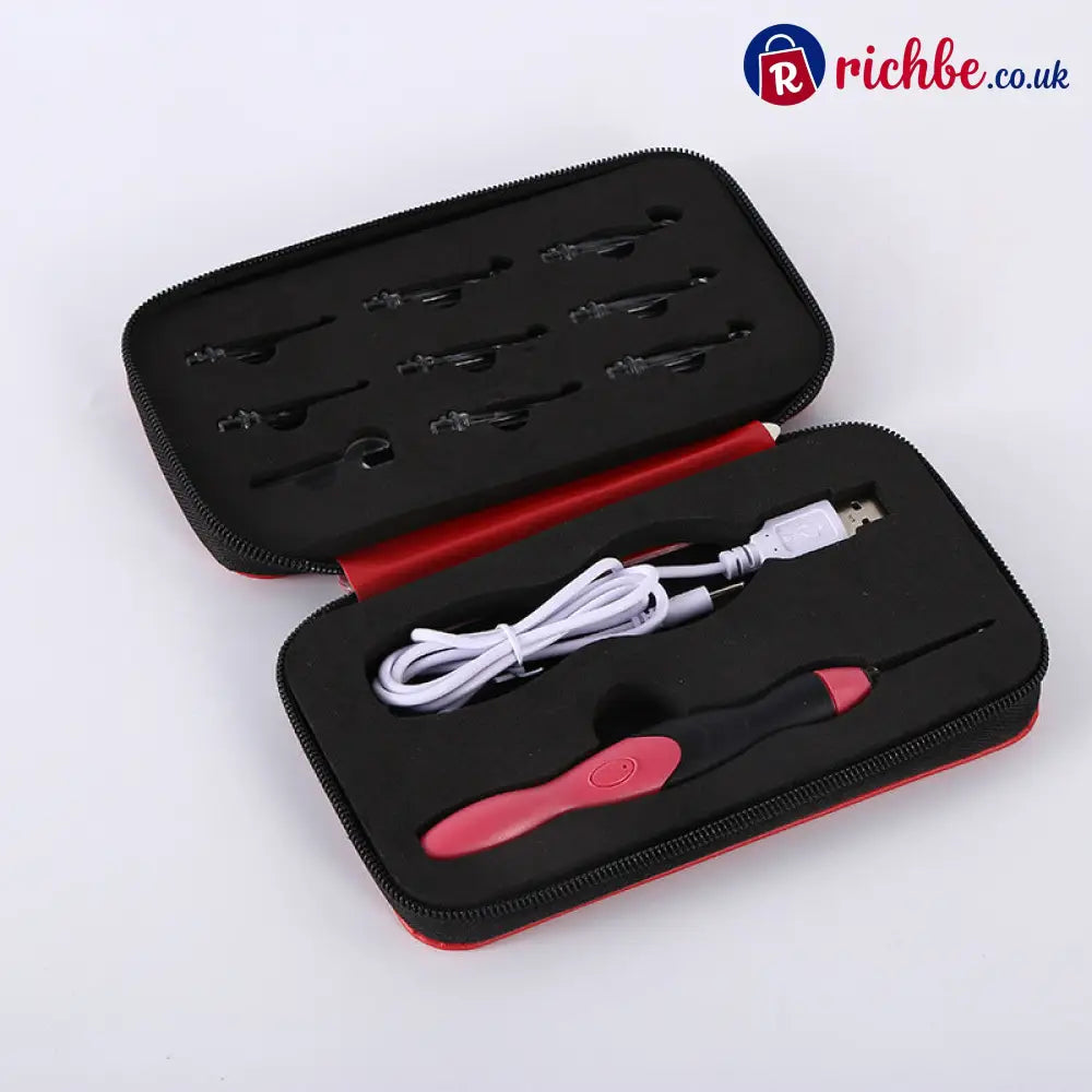 Crochet hooks with LED light 11 pieces - Red handle-Red bag - Special Offer
