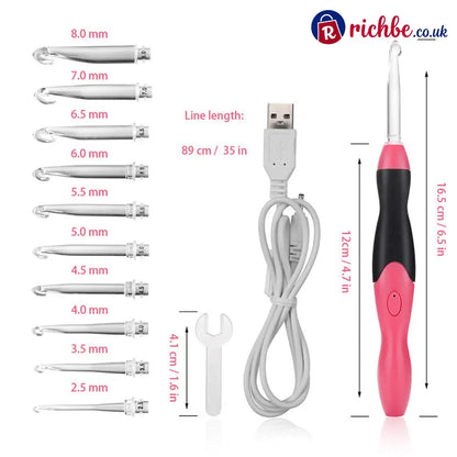 Crochet hooks with LED light 11 pieces - Special Offer