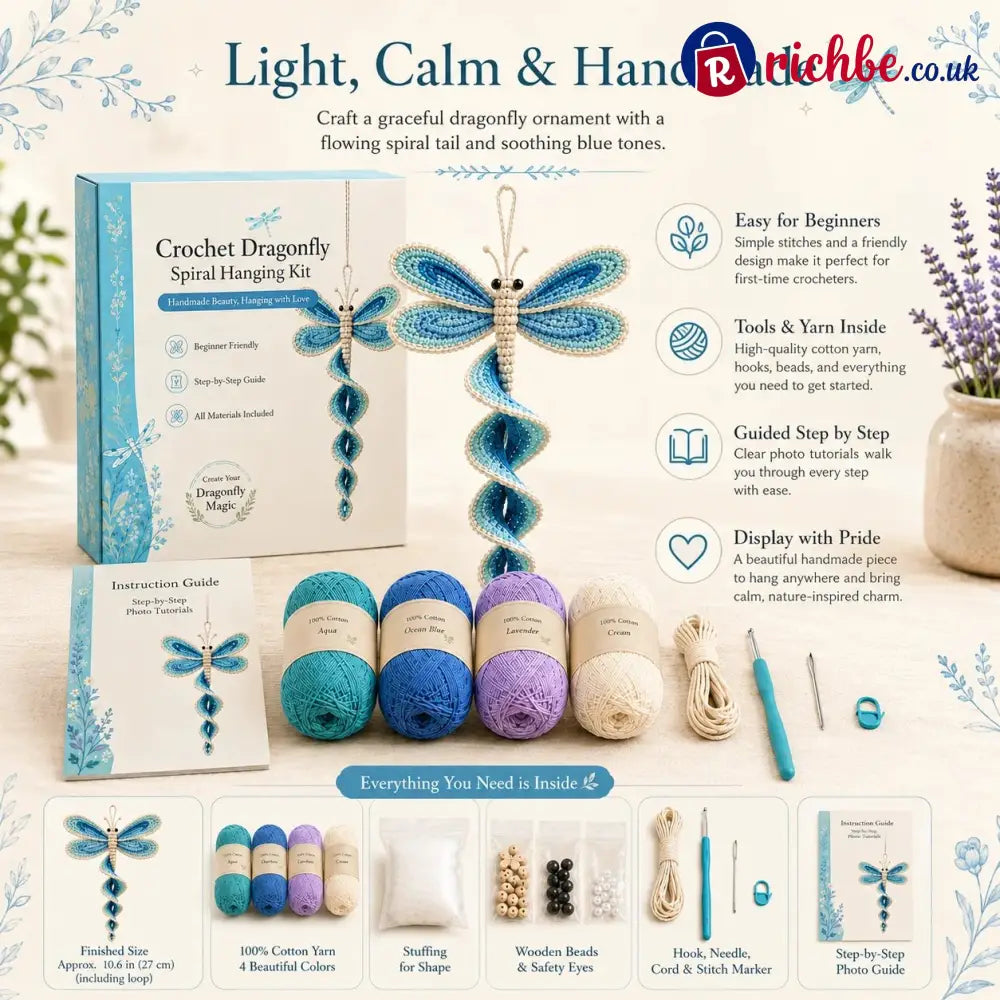 🦋🧶Crochet Spiral Hanging Kit – Beginner-Friendly DIY Garden Animal Decor 🍃 - £10 - £19.99