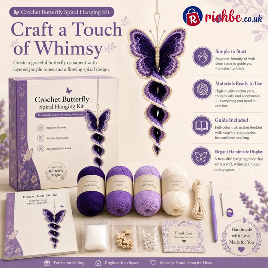 🦋🧶Crochet Spiral Hanging Kit – Beginner-Friendly DIY Garden Animal Decor 🍃 - £10 - £19.99
