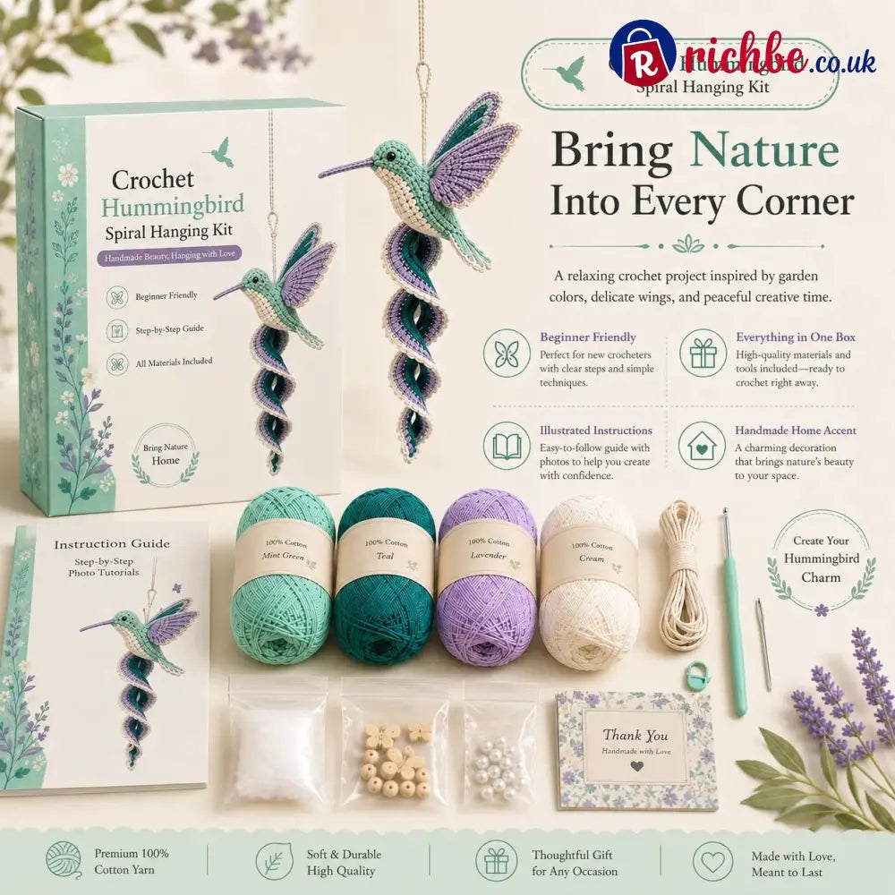 🦋🧶Crochet Spiral Hanging Kit – Beginner-Friendly DIY Garden Animal Decor 🍃 - £10 - £19.99