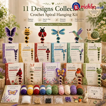 🦋🧶Crochet Spiral Hanging Kit – Beginner-Friendly DIY Garden Animal Decor 🍃 - £10 - £19.99