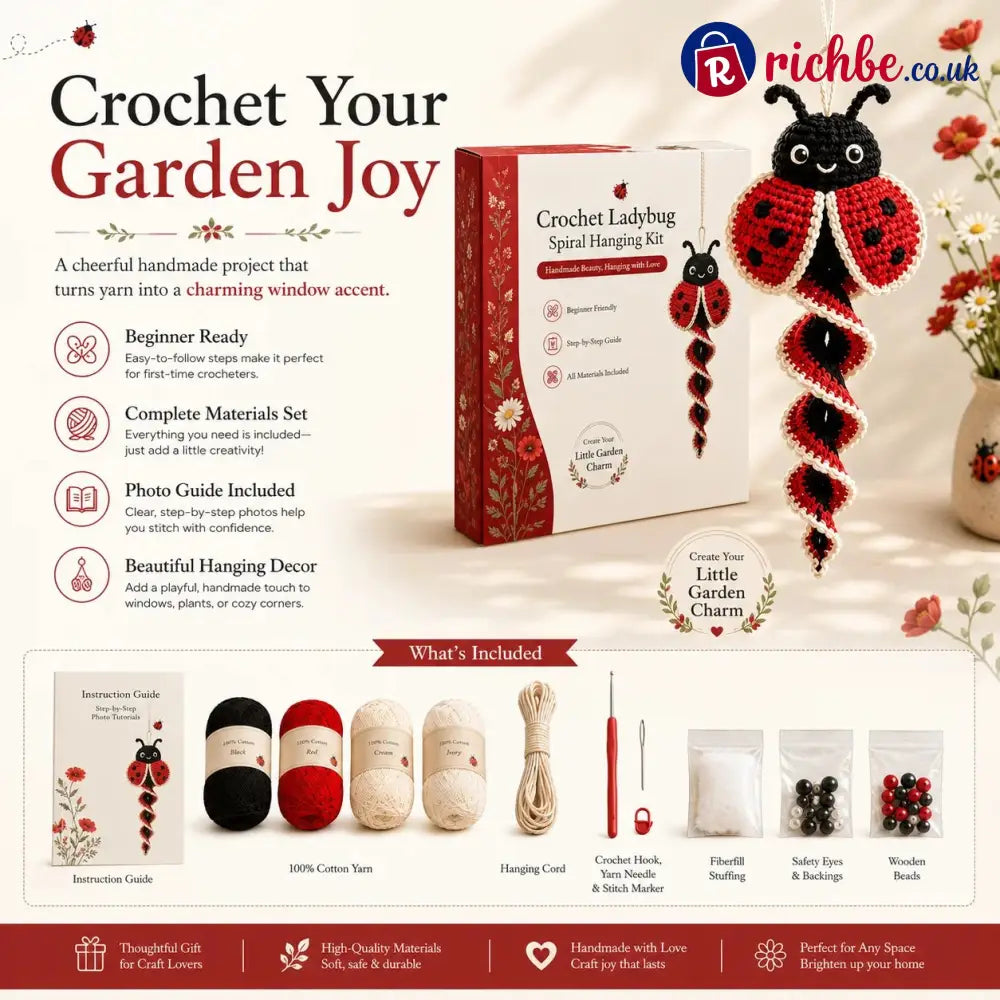 🦋🧶Crochet Spiral Hanging Kit – Beginner-Friendly DIY Garden Animal Decor 🍃 - £10 - £19.99