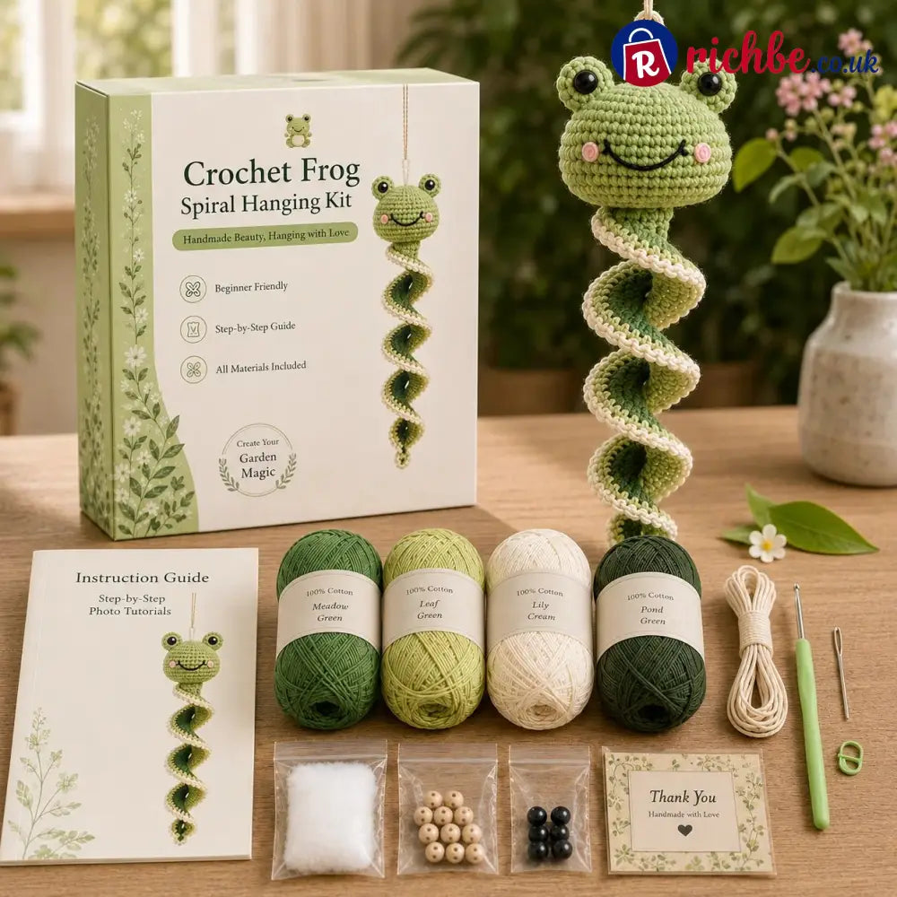 🦋🧶Crochet Spiral Hanging Kit – Beginner-Friendly DIY Garden Animal Decor 🍃 - Froggy Twist 🐸💚 - £10 - £19.99